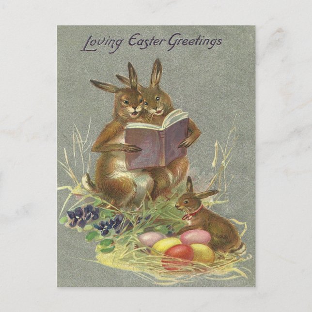 Cartes Pour Fêtes Annuelles Salutations de Pâques vintages (Devant)