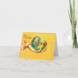 Cartes Pour Fêtes Annuelles Salutations de Pâques vintages avec des oeufs