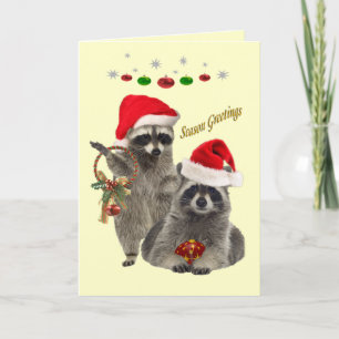 Cartes Pour Fêtes Annuelles Salutations de saison Raccoons