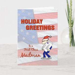Cartes Pour Fêtes Annuelles Salutations de vacances à un Mailman de première c