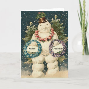 Cartes Pour Fêtes Annuelles Salutations de vacances Snowman