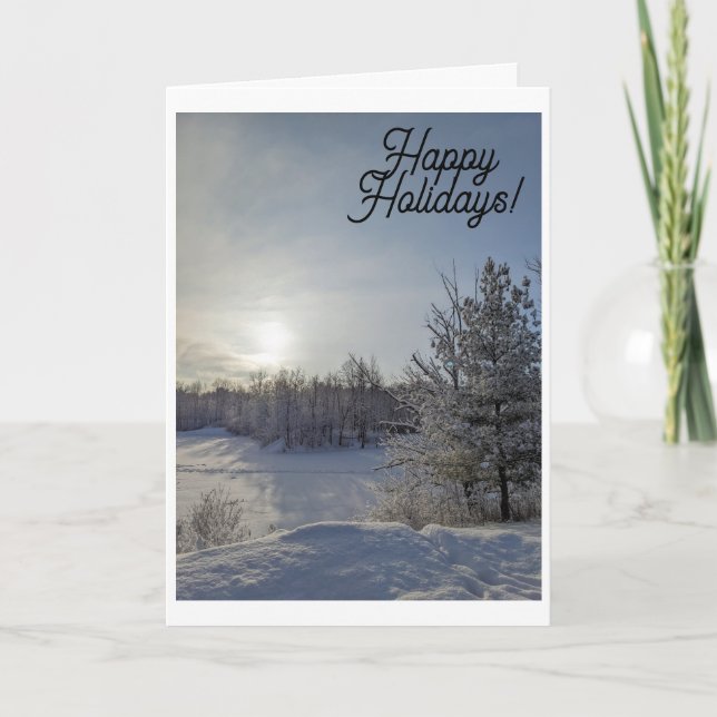 Cartes Pour Fêtes Annuelles Salutations de vacances sur un Matin neigeux (Devant)