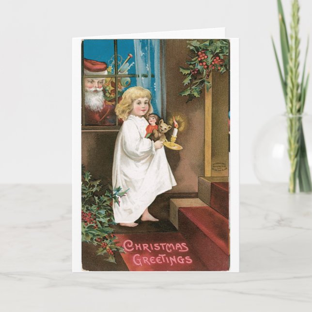 Cartes Pour Fêtes Annuelles Salutations démodées de Noël (Devant)