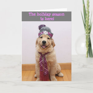 Cartes Pour Fêtes Annuelles Salutations d'hiver de Golden Retriever 