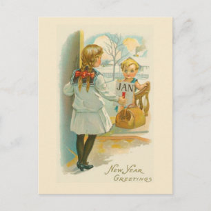 Cartes Pour Fêtes Annuelles Salutations du Nouvel An vintage