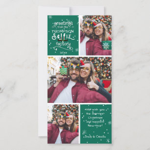 Cartes Pour Fêtes Annuelles Salutations sELFie en blanc, couleur verte modifia