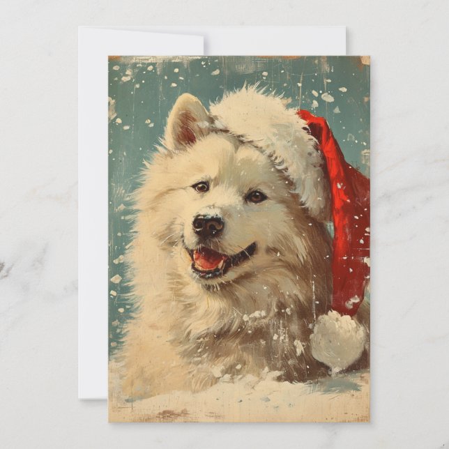 Cartes Pour Fêtes Annuelles Samoyed noël (Devant)