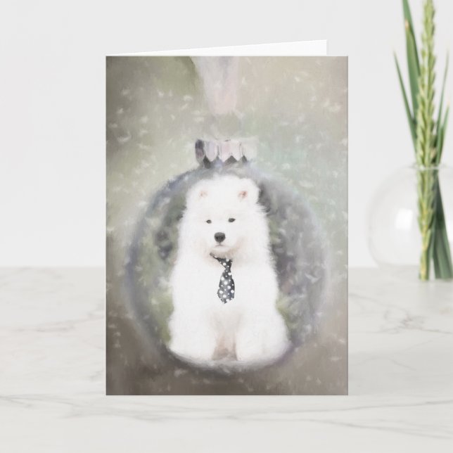 Cartes Pour Fêtes Annuelles Samoyed Puppy Christmas Card (Devant)