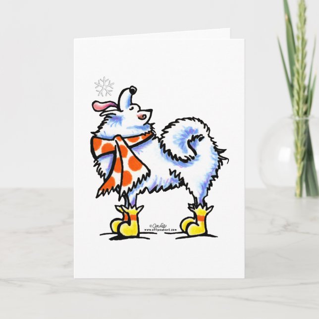 Cartes Pour Fêtes Annuelles Samoyo American Eskimo Dog Snowflake (Devant)