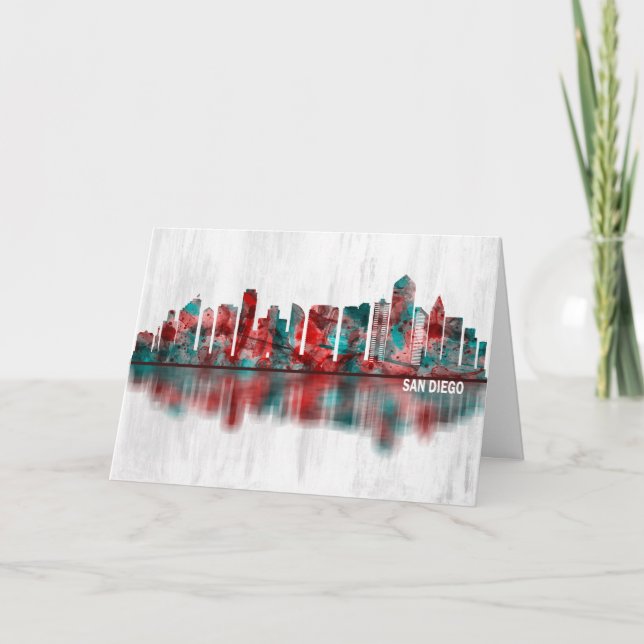 Cartes Pour Fêtes Annuelles San Diego California Skyline (Devant)