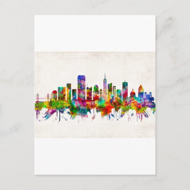 Cartes Pour Fêtes Annuelles San Francisco California Skyline (Devant)