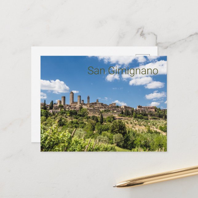 Cartes Pour Fêtes Annuelles San Gimignano Toscane Italie Panorama Souvenir (Devant/Arrière en situation)