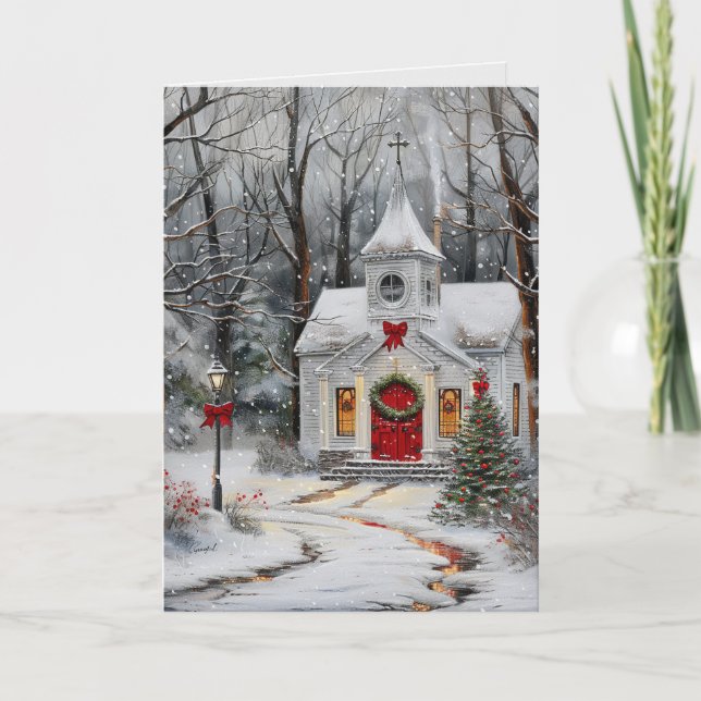 Cartes Pour Fêtes Annuelles Sanctuaire en Snowfall (Devant)