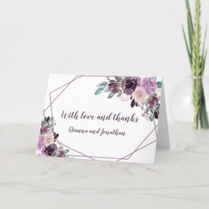 Cartes Pour Fêtes Annuelles Sangria Purple Mauve Floral Mariage géométrique