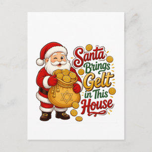Cartes Pour Fêtes Annuelles Santa apporte de l'argent dans cette maison Christ