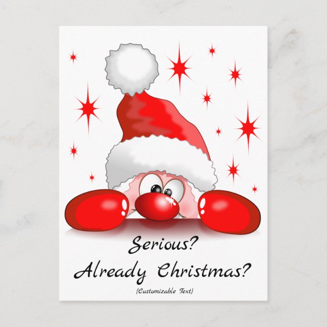 Cartes Pour Fêtes Annuelles Santa Cartoon Cute Peeking Character © BluedarkArt (Devant)