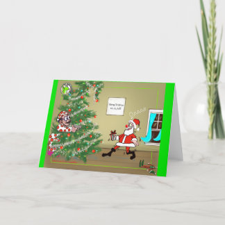 Cartes Pour Fêtes Annuelles Santa, Christmas, hummor, funny, onze, tree, hohoh