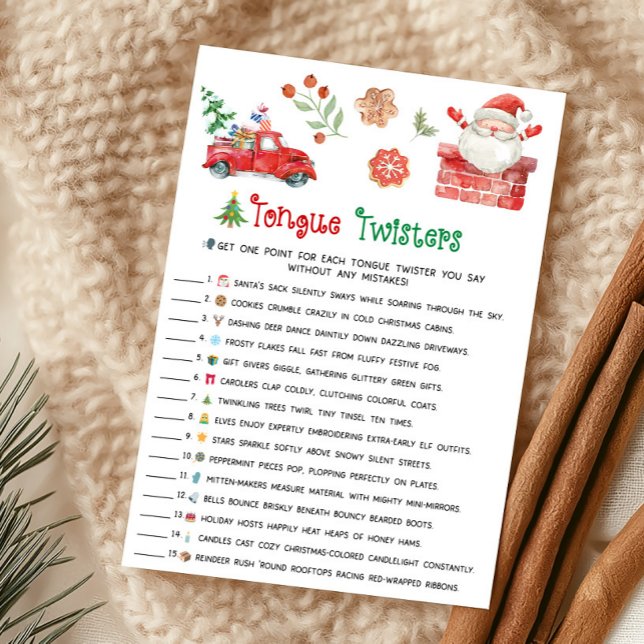Cartes Pour Fêtes Annuelles Santa Christmas Tongue Twister Game (Christmas Party Games)