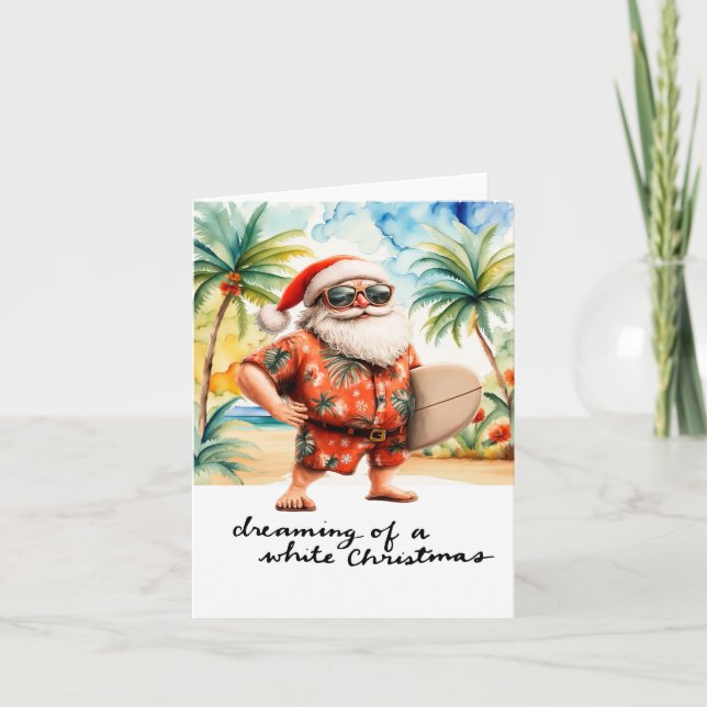 Cartes Pour Fêtes Annuelles SANTA CLAUS à Hawaii Beach pour Noël (Devant)