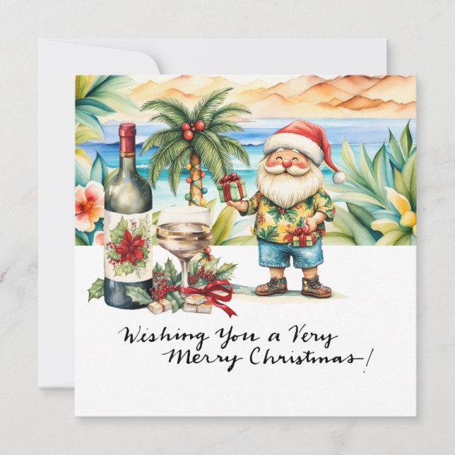Cartes Pour Fêtes Annuelles SANTA CLAUS à Hawaii Beach pour Noël (Devant)