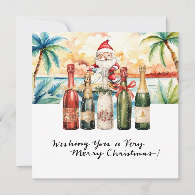 Cartes Pour Fêtes Annuelles SANTA CLAUS à Hawaii Beach pour Noël (Devant)