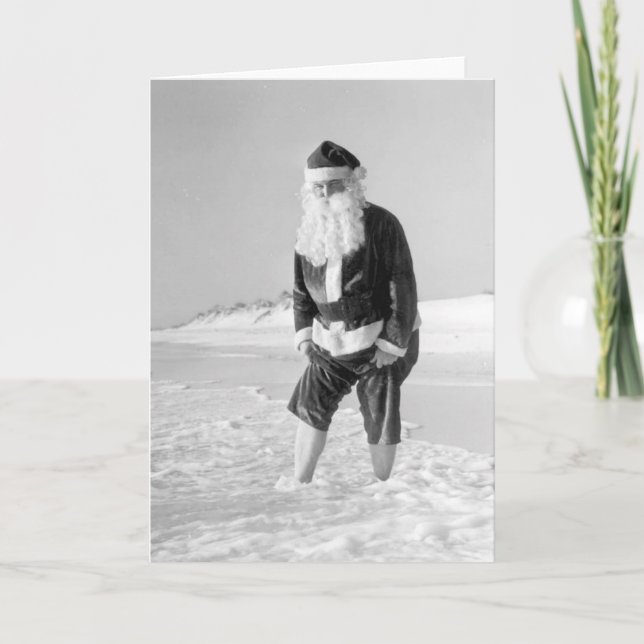 Cartes Pour Fêtes Annuelles Santa Claus à la Beach Card (Devant)