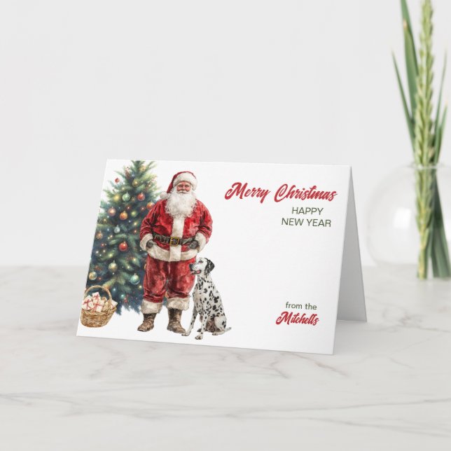Cartes Pour Fêtes Annuelles Santa Claus and Dalmatian Dog Christmas (Devant)