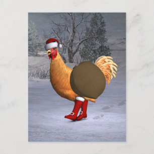 Cartes Pour Fêtes Annuelles Santa Claus au coq orange