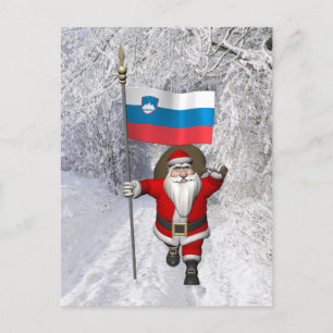 Cartes Pour Fêtes Annuelles Santa Claus Avec L'Enseigne Slovénie