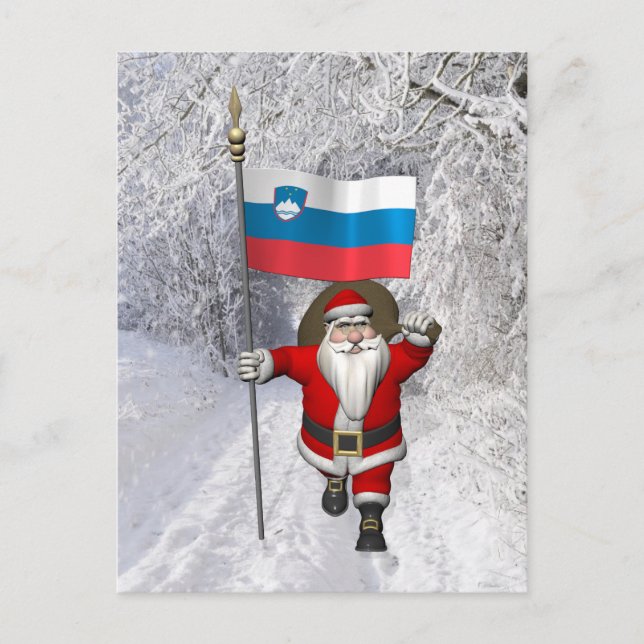 Cartes Pour Fêtes Annuelles Santa Claus Avec L'Enseigne Slovénie (Devant)