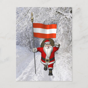 Cartes Pour Fêtes Annuelles Santa Claus Avec L'Ensigne D'Österreich