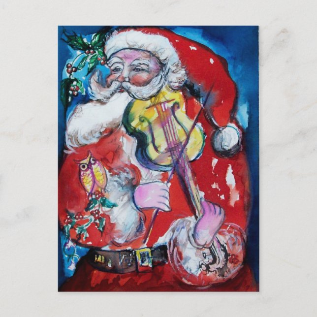 CARTES POUR FÊTES ANNUELLES SANTA CLAUS AVEC VIOLIN (Devant)