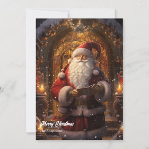 Cartes Pour Fêtes Annuelles Santa Claus classique devant la porte de la maison