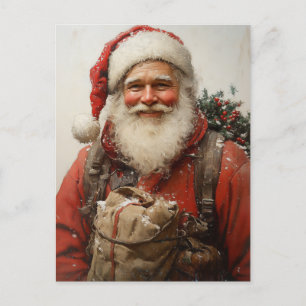 Cartes Pour Fêtes Annuelles Santa Claus classique Un art de Noël plein de coeu