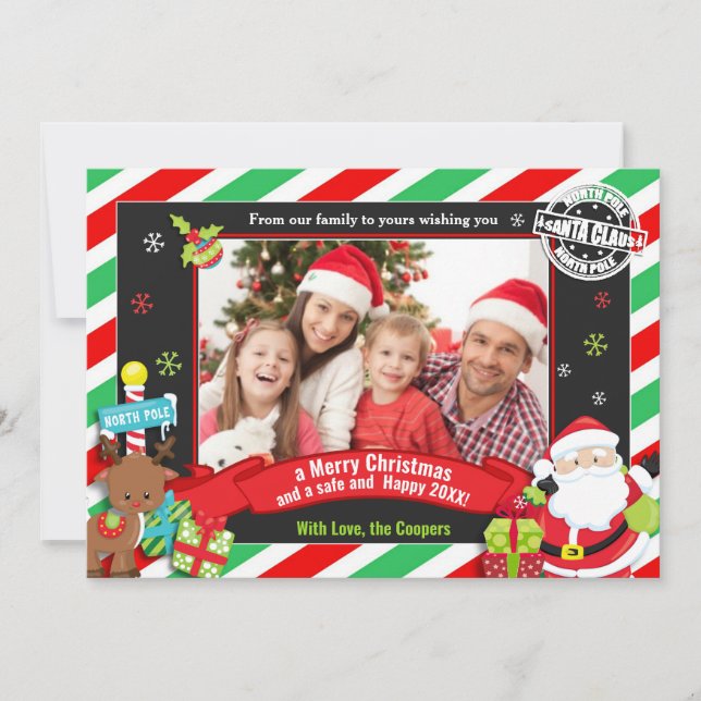 Cartes Pour Fêtes Annuelles Santa Claus et Rudolf Photo voeux de Noël (Devant)