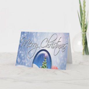 Cartes Pour Fêtes Annuelles Santa Claus Glove Holding Christmas Tree Snowglobe