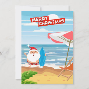 Cartes Pour Fêtes Annuelles Santa Claus Hawaii Surf Joyeux Noël