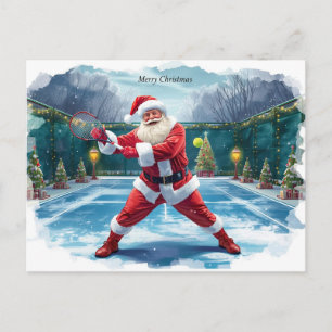 Cartes Pour Fêtes Annuelles Santa Claus Jouant Tennis Vacances d'hiver
