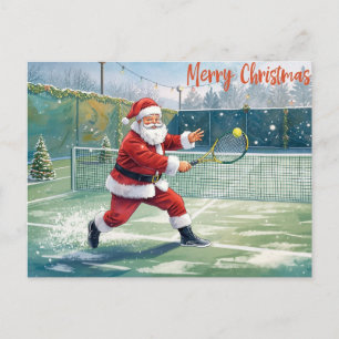 Cartes Pour Fêtes Annuelles Santa Claus Jouant Tennis Vacances d'hiver