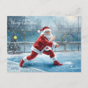 Cartes Pour Fêtes Annuelles Santa Claus Jouant Tennis Vacances d'hiver