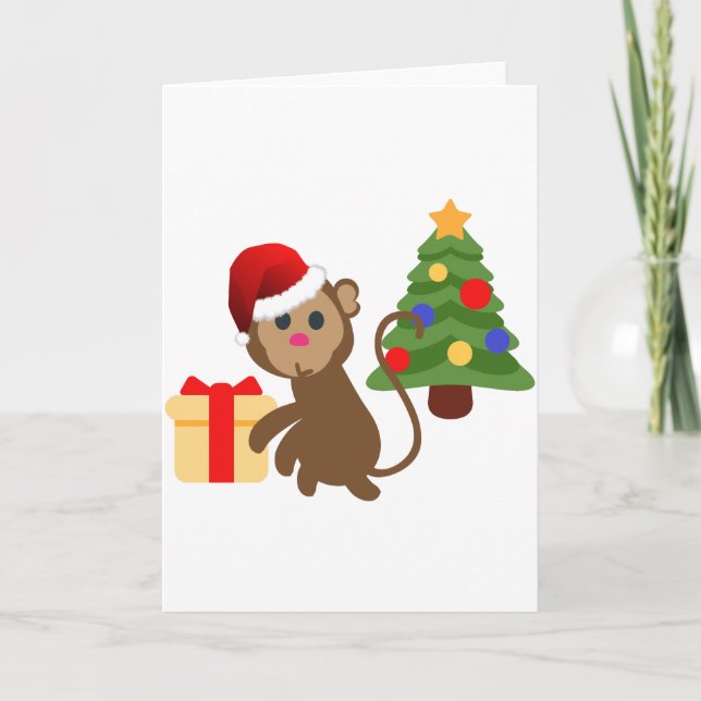 Cartes Pour Fêtes Annuelles santa claus monkey emoji (Devant)