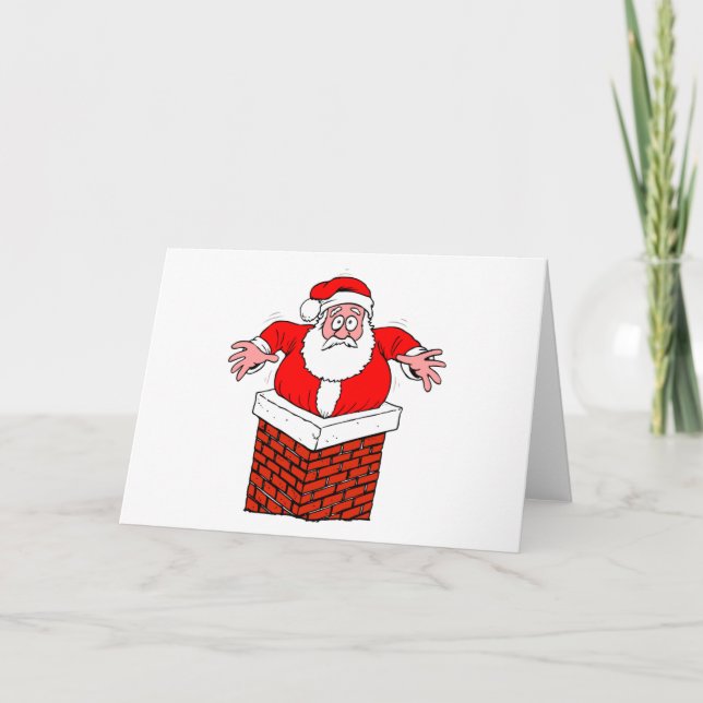 Cartes Pour Fêtes Annuelles Santa Claus Stuck Funny Fêtes Noël (Devant)