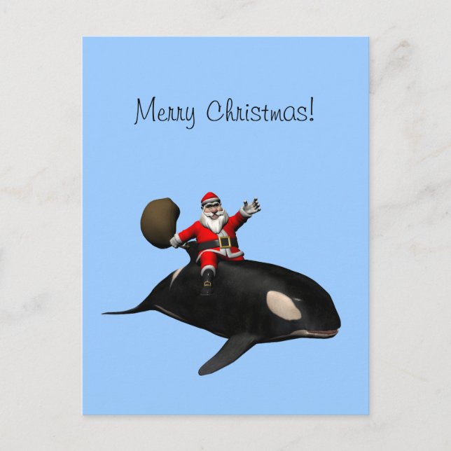 Cartes Pour Fêtes Annuelles Santa Claus Sur Orca (Devant)
