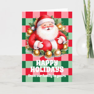 Cartes Pour Fêtes Annuelles Santa Claus Tartan Rétro Noël Plaid