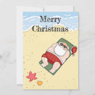 Cartes Pour Fêtes Annuelles Santa Claus Tropical Beach Joyeux Noël