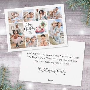 Cartes Pour Fêtes Annuelles Santa Claus Tropical Photo Beach Noël