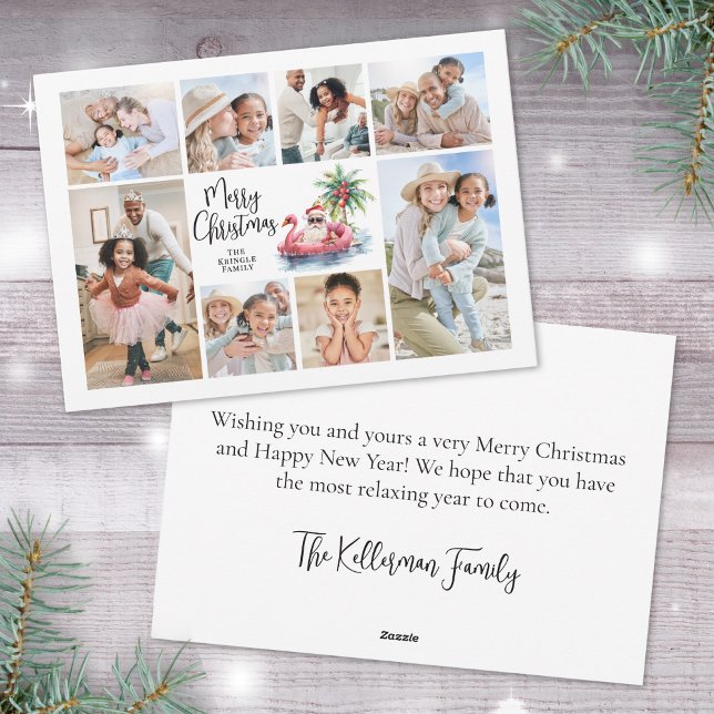 Cartes Pour Fêtes Annuelles Santa Claus Tropical Photo Beach Noël (Santa Claus Tropical Photo Beach Christmas Holiday Card )