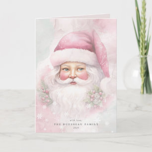 Cartes Pour Fêtes Annuelles Santa Claus Vintage Cottage Chic Holiday Card