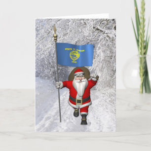 Cartes Pour Fêtes Annuelles Santa Claus with Ensign of Oregon