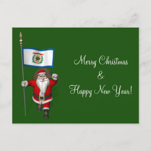 Cartes Pour Fêtes Annuelles Santa Claus With Ensign Of West Virginia